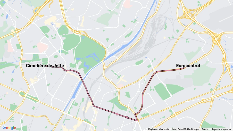 Brüssel Straßenbahnlinie 62: Eurocontrol - Cimetière de Jette Linienkarte