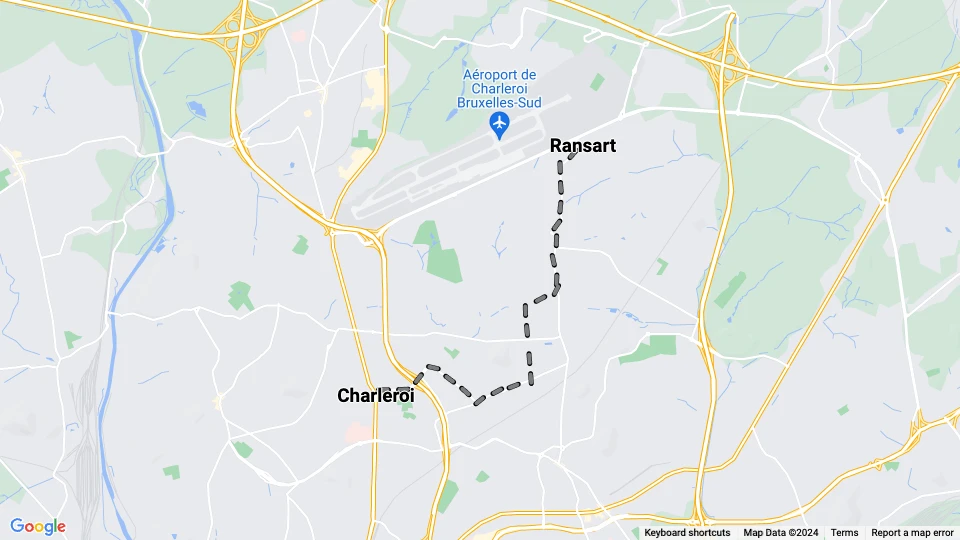 Brüssel Straßenbahnlinie 68: Ransart - Charleroi Linienkarte