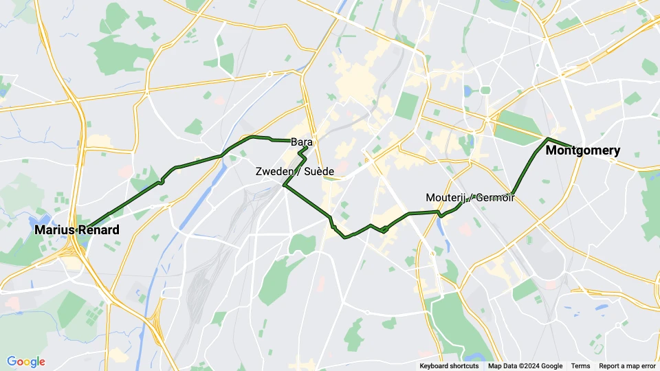Brüssel Straßenbahnlinie 81: Marius Renard - Montgomery Linienkarte