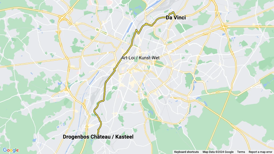 Brüssel Zusätzliche Linie 32: Da Vinci - Drogenbos Château / Kasteel Linienkarte