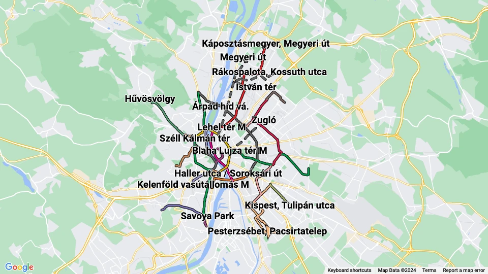 Budapesti Közlekedési Vállalat (BKV) Linienkarte