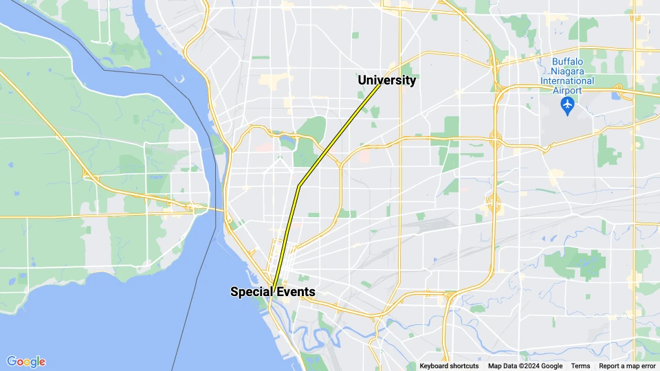 Buffalo Metro Rail: University - Special Events Linienkarte