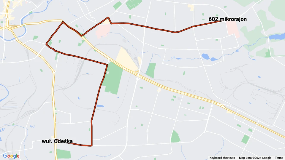 Charkiw Straßenbahnlinie 8: wuł. Odeśka - 602 mikrorajon Linienkarte