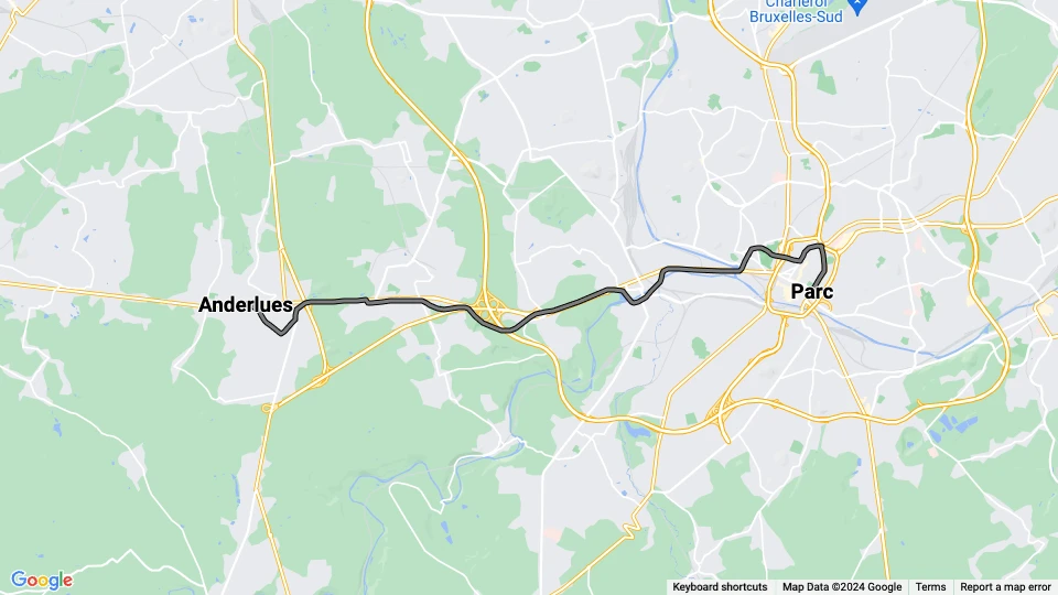 Charleroi Regionallinie 88: Anderlues - Parc Linienkarte