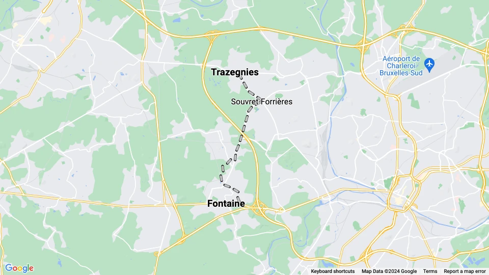 Charleroi Straßenbahnlinie 78: Fontaine - Trazegnies Linienkarte