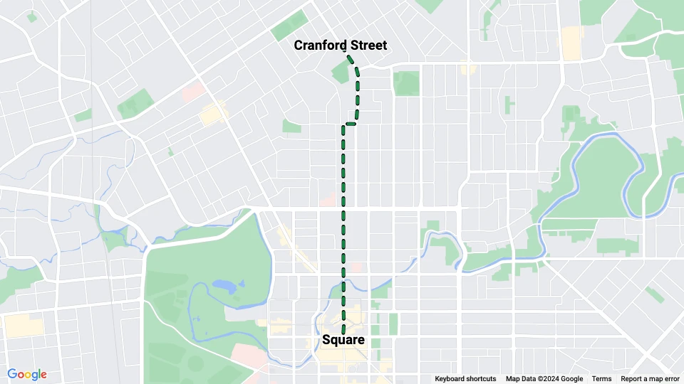 Christchurch Straßenbahnlinie 4: Square - Cranford Street Linienkarte