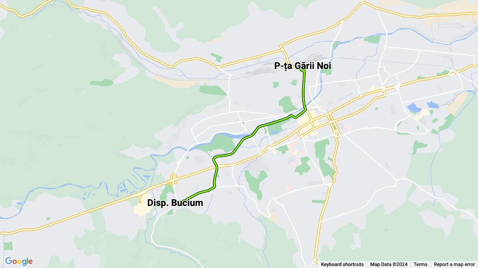 Cluj-Napoca Zusätzliche Linie 101: Disp. Bucium - P-ța Gării Noi Linienkarte