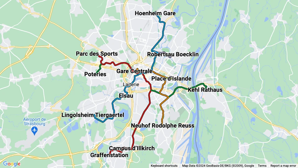 Compagnie des Transports Strasbourgeois (CTS) Linienkarte