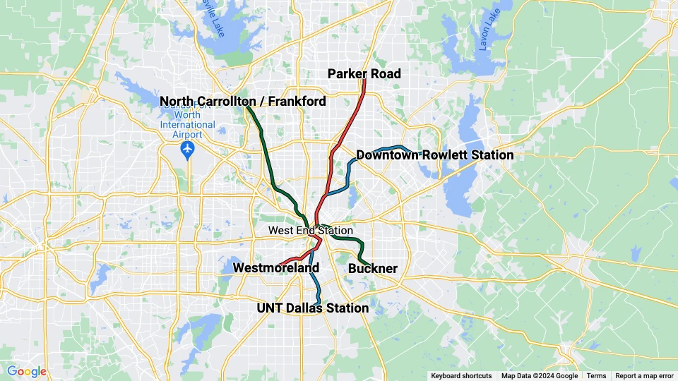 Dallas Area Rapid Transit (DART) Linienkarte
