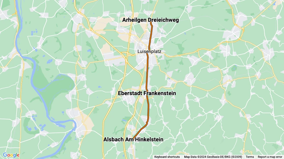 Darmstadt Schnelllinie 6 Linienkarte