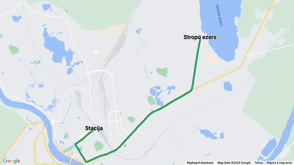 Daugavpils Straßenbahnlinie 3: Stacija - Stropu ezers Linienkarte