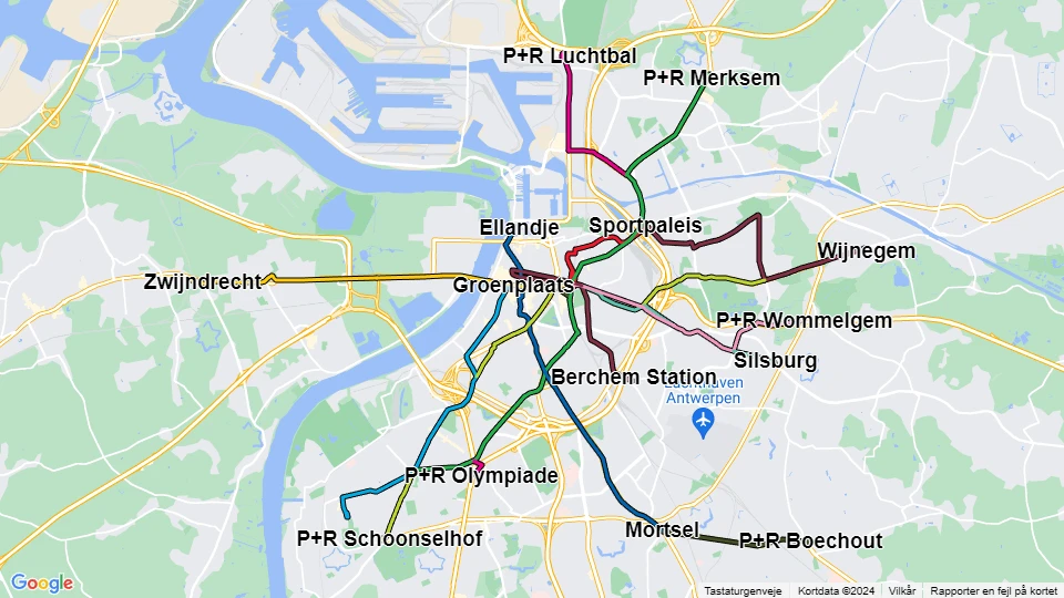 De Lijn in Antwerpen Linienkarte