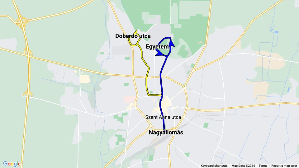 Debreceni Közlekedési Vállalat (DKV) Linienkarte