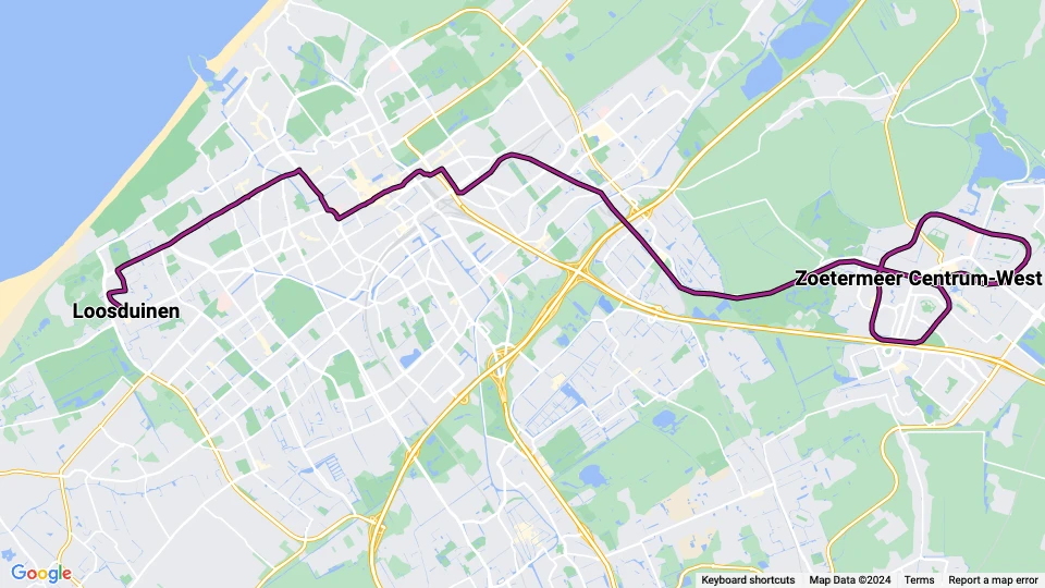 Den Haag Regionallinie 3: Loosduinen - Zoetermeer Centrum-West Linienkarte