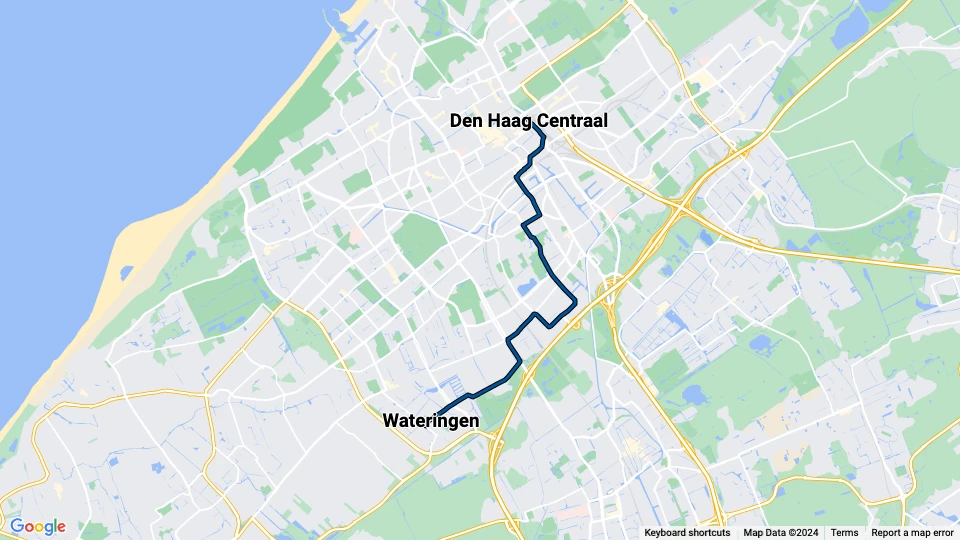 Den Haag Straßenbahnlinie 17: Den Haag Centraal - Wateringen Linienkarte