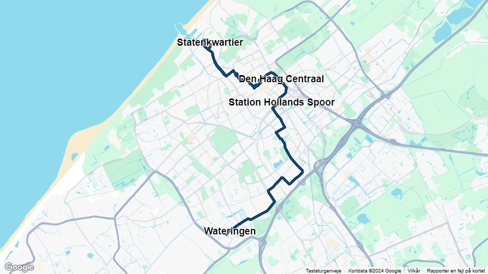 Den Haag Straßenbahnlinie 17: Statenkwartier - Wateringen Linienkarte