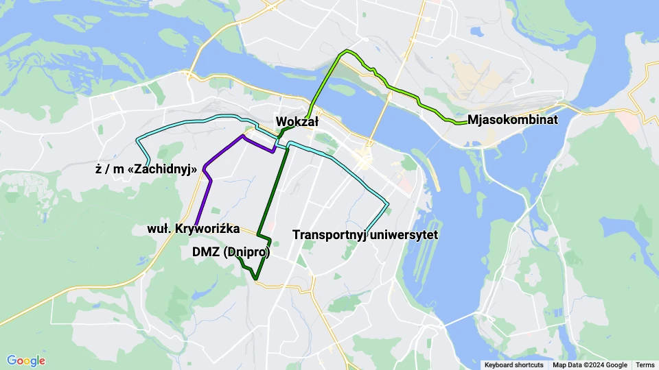 Dnieper Electric Transport Linienkarte