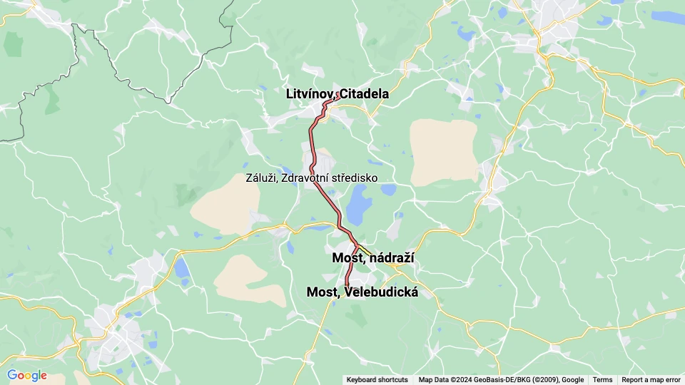 Dopravní podnik měst Mostu a Litvínova (DPMML) Linienkarte