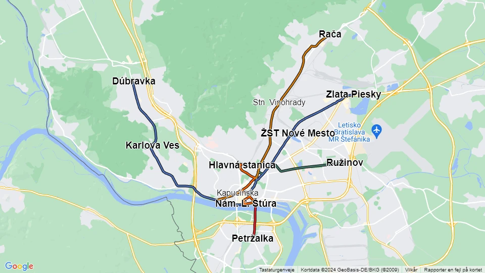 Dopravný podnik Bratislava (DPB) Linienkarte