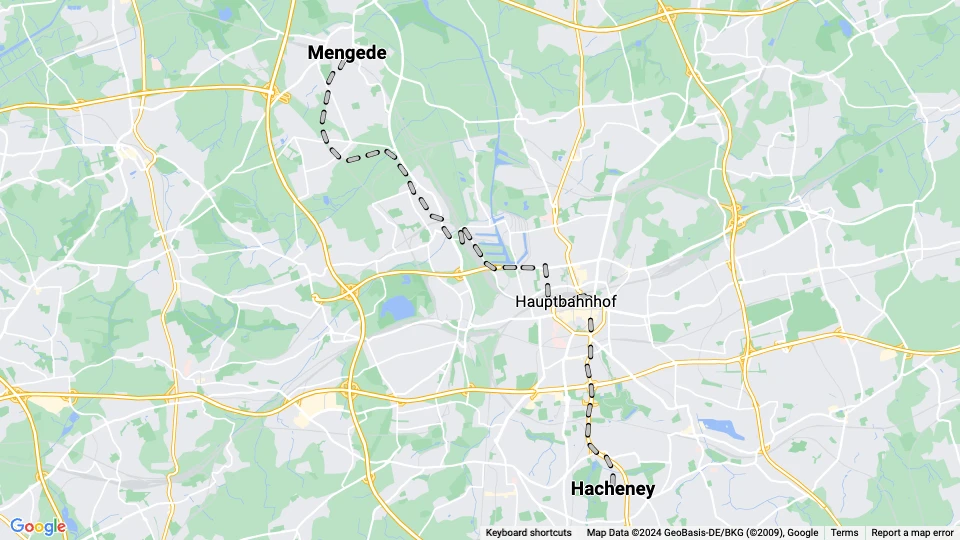 Dortmund Straßenbahnlinie 405: Mengede - Hacheney Linienkarte