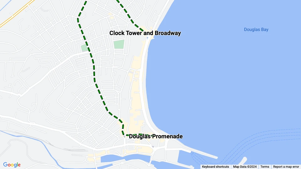 Douglas, Isle of Man Standseilbahn: Douglas Promenade - Clock Tower and Broadway Linienkarte