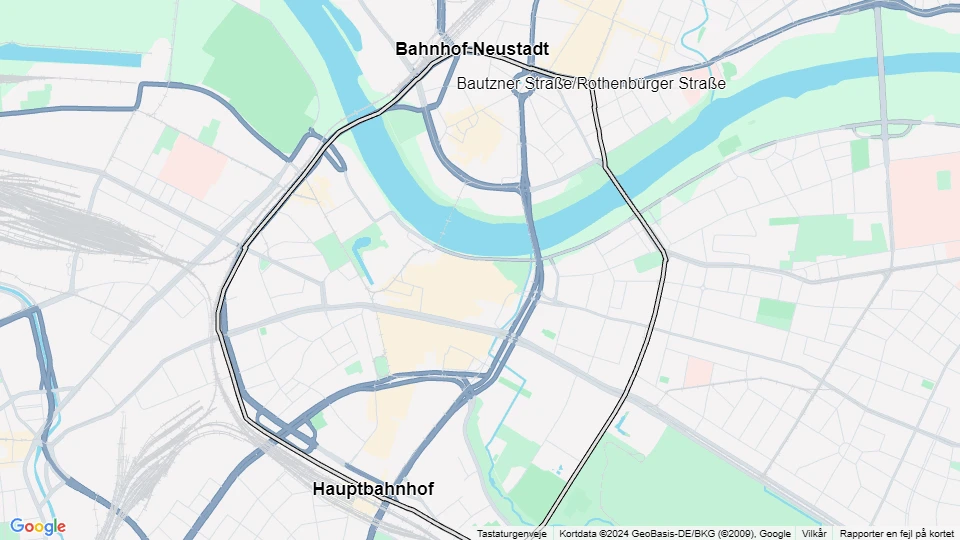 Dresden Straßenbahnlinie 26: Hauptbahnhof - Bahnhof Neustadt Linienkarte