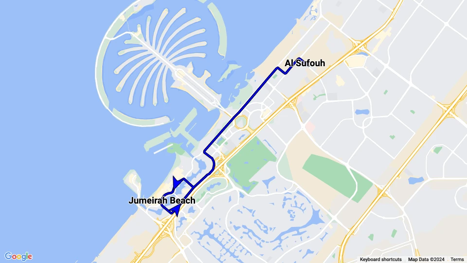 Dubai Tram Linienkarte