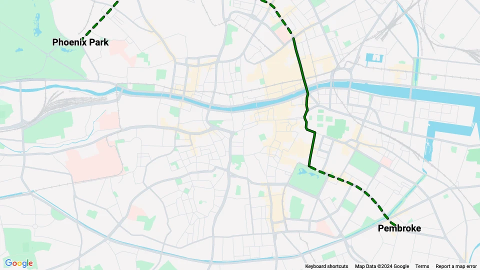 Dublin Straßenbahnlinie 5: Phoenix Park - Pembroke Linienkarte