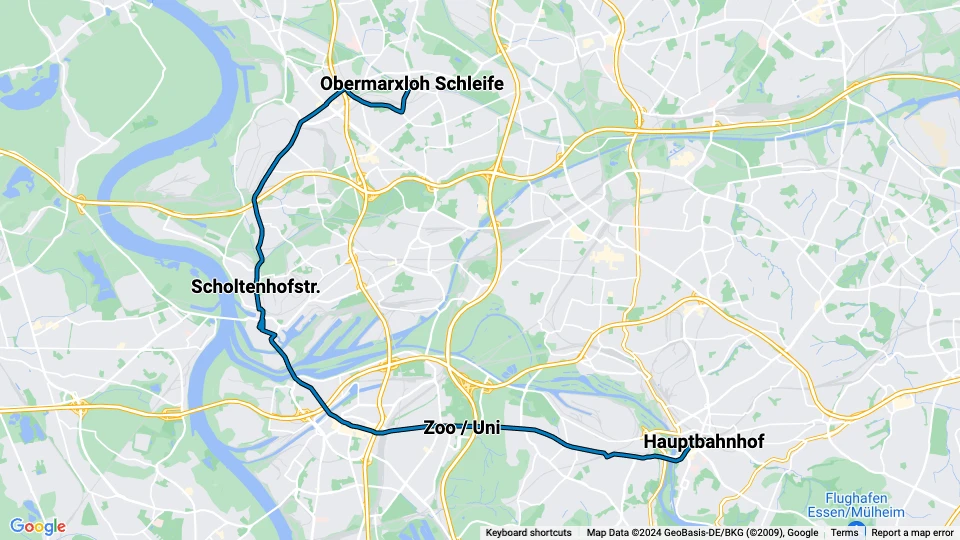 Duisburg Regionallinie 901 Linienkarte