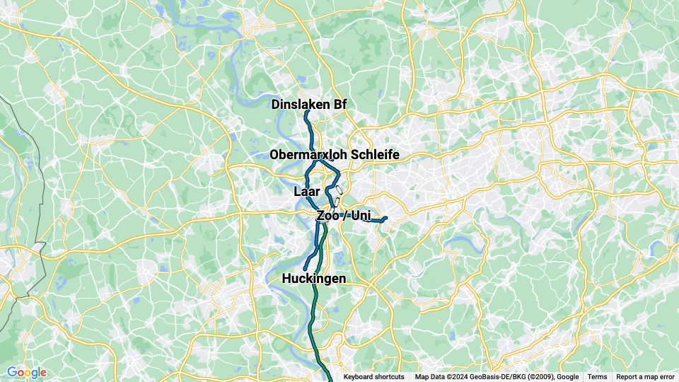 Duisburger Verkehrsgesellschaft (DVG) Linienkarte