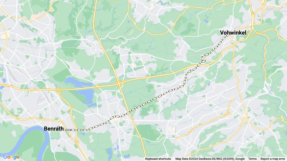 Düsseldorf Straßenbahnlinie V: Benrath - Vohwinkel Linienkarte