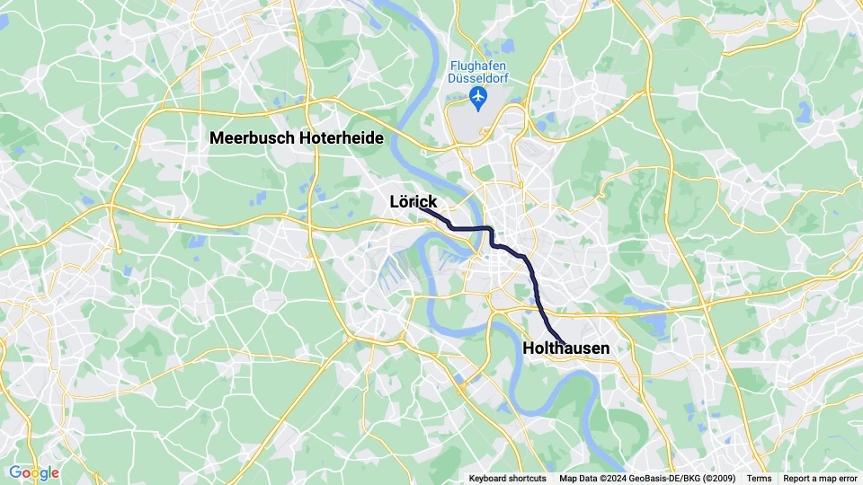 Düsseldorf Zusätzliche Regionlinie U74 Linienkarte