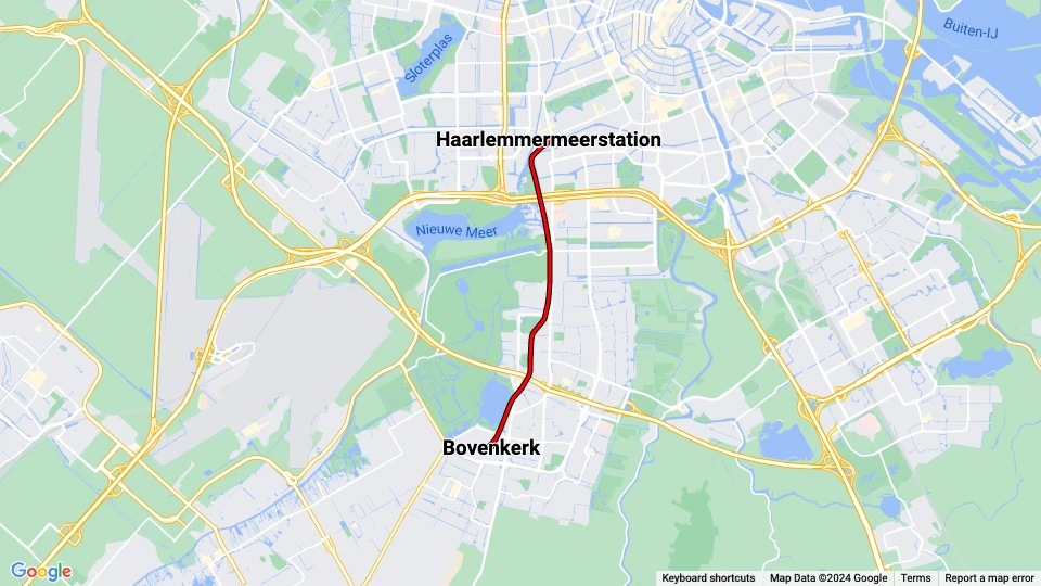 Electrische Museumtramlijn Amsterdam (EMA) Linienkarte
