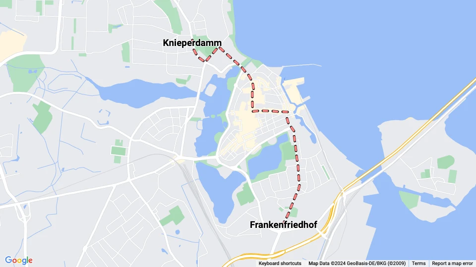 Elektrizitätswerk und Straßenbahn Stralsund Linienkarte