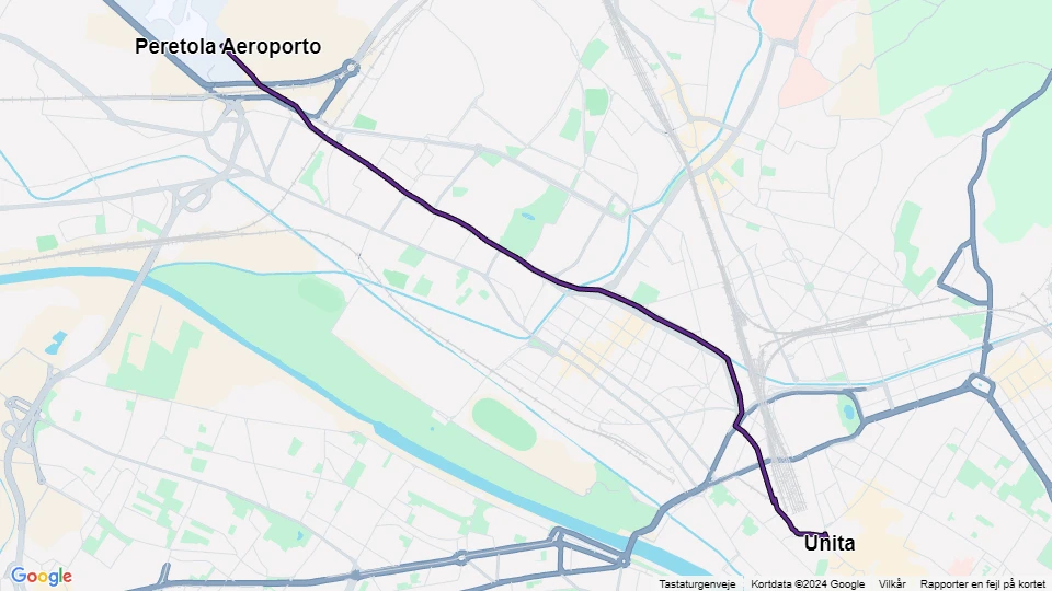 Florenz Straßenbahnlinie T2: Peretola Aeroporto - Unità Linienkarte