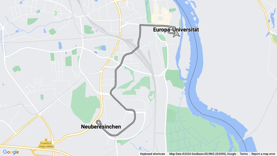 Frankfurt (Oder) Straßenbahnlinie 6: Europa-Universität - Neuberesinchen Linienkarte