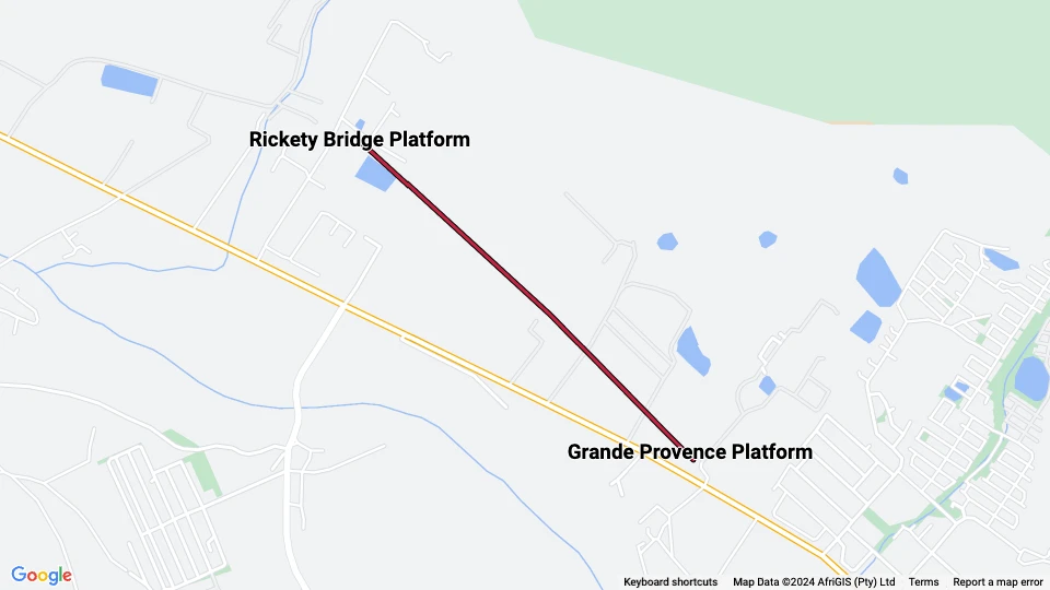 Franschhoek Rote Linie: Rickety Bridge Platform - Grande Provence Platform Linienkarte