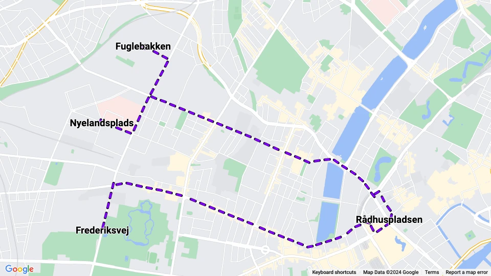 Frederiksberg Hauptstrecke Linienkarte