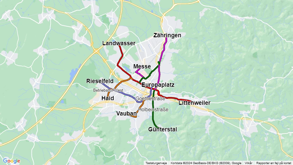 Freiburger Verkehr (VAG) Linienkarte