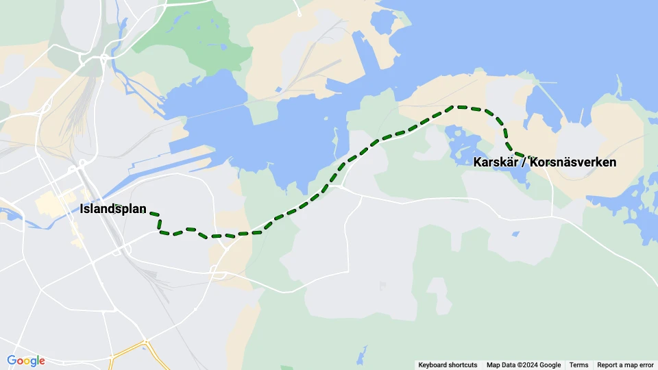 Gävle Bomhus Linie: Islandsplan - Karskär / Korsnäsverken Linienkarte