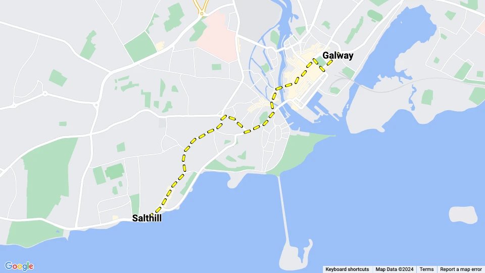 Galway & Salthill Tramway Linienkarte