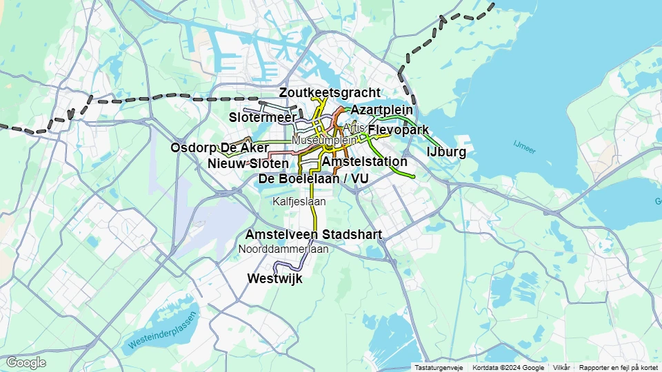 Gemeentevervoerbedrijf Amsterdam (GVB) Linienkarte