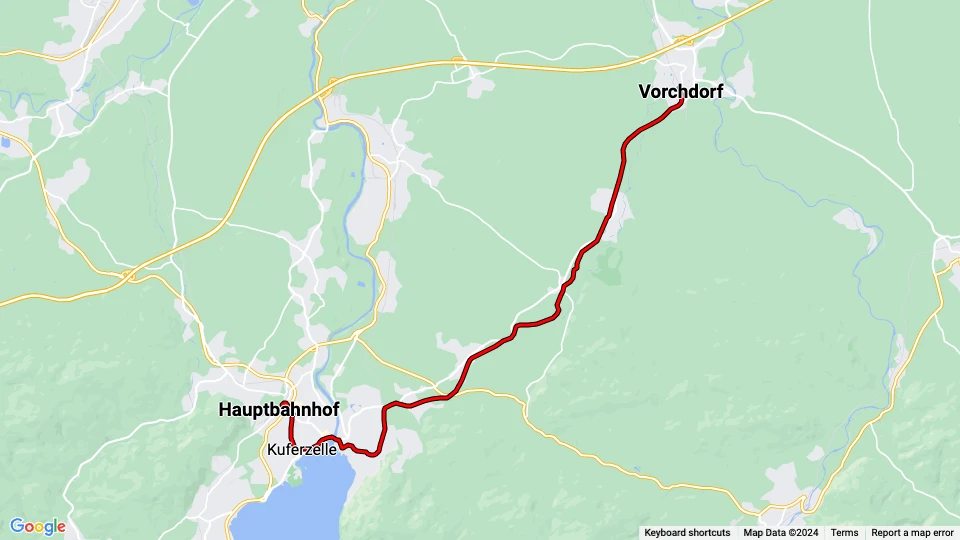 Gmunden Straßenbahnlinie 174: Hauptbahnhof - Vorchdorf Linienkarte