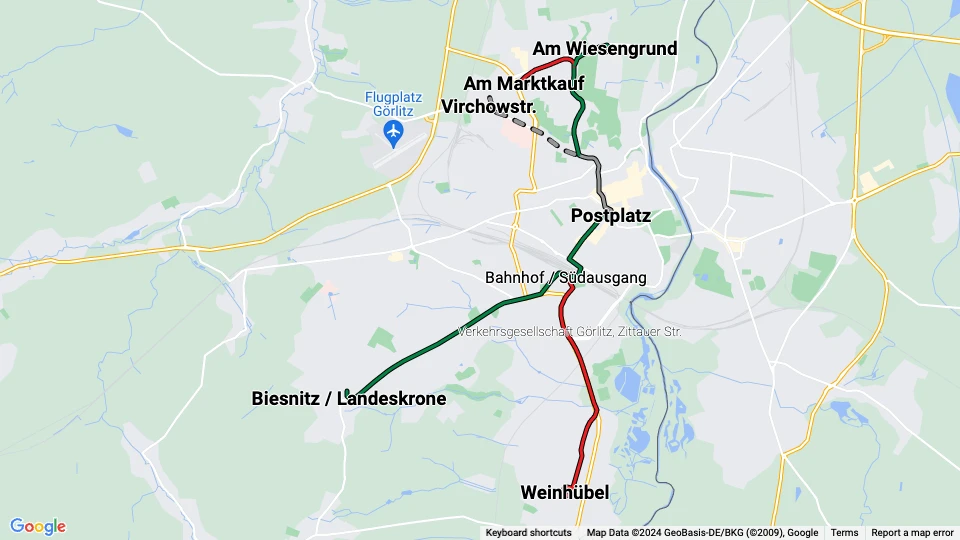 Görlitzer Verkehrsbetriebe (GVB) Linienkarte
