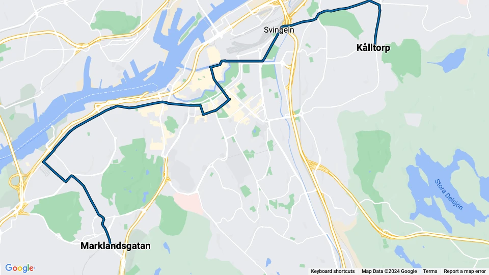 Göteborg Straßenbahnlinie 3: Marklandsgatan - Kålltorp Linienkarte