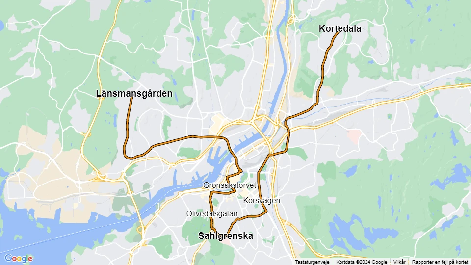Göteborg Straßenbahnlinie 6: Länsmansgården - Kortedala Linienkarte