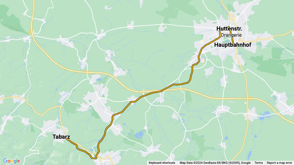 Gotha Regionallinie 4 Thüringerwaldbahn: Hauptbahnhof - Tabarz Linienkarte
