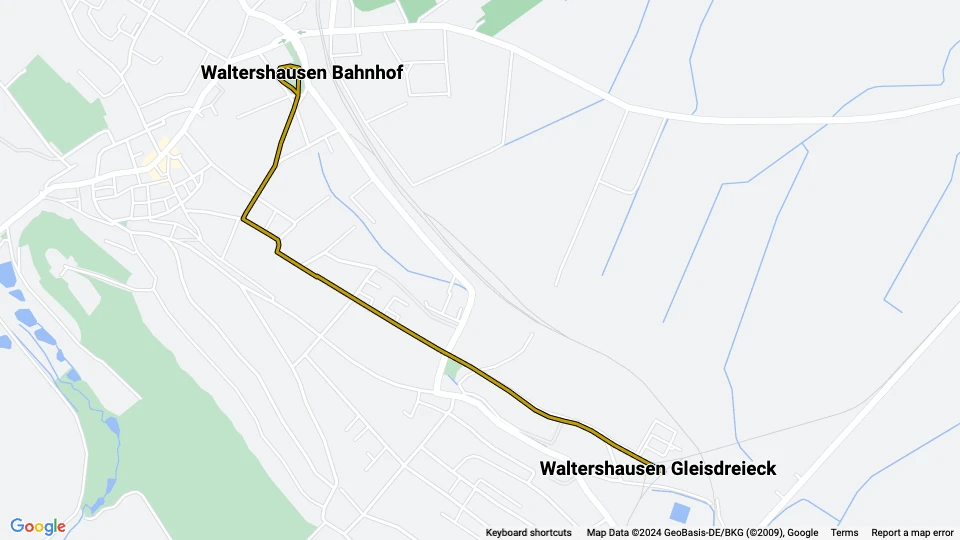 Gotha Regionallinie 6: Waltershausen Gleisdreieck - Waltershausen Bahnhof Linienkarte