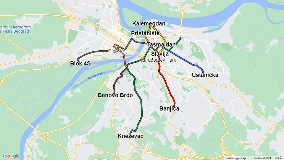 Gradsko Saobraćajno Preduzeće Belgrade (GSP) Linienkarte