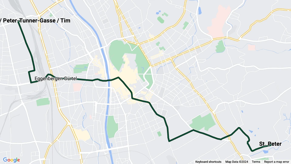 Graz Straßenbahnlinie 6: Smart City /  Peter-Tunner-Gasse / Tim - St. Peter Linienkarte